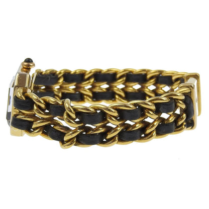 CHANEL Watches Quartz Plated Gold , Leather black Premiere L black dial Women
