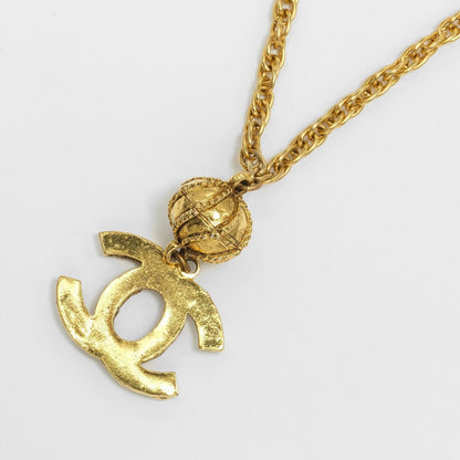 CHANEL Necklace Plated Gold, Rhinestones gold COCO Mark vintage