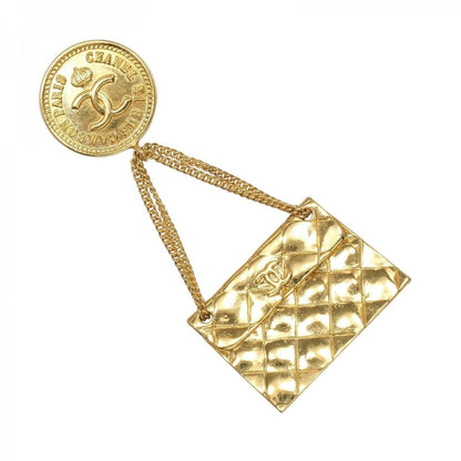 CHANEL Brooch Plated Gold gold Bag motif Matelasse COCO Mark