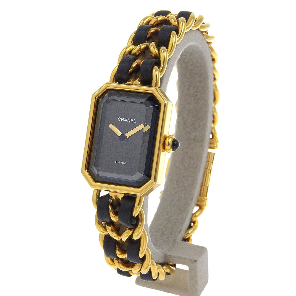 CHANEL Watches Quartz H0001 Plated Gold , Leather black Premiere L black dial