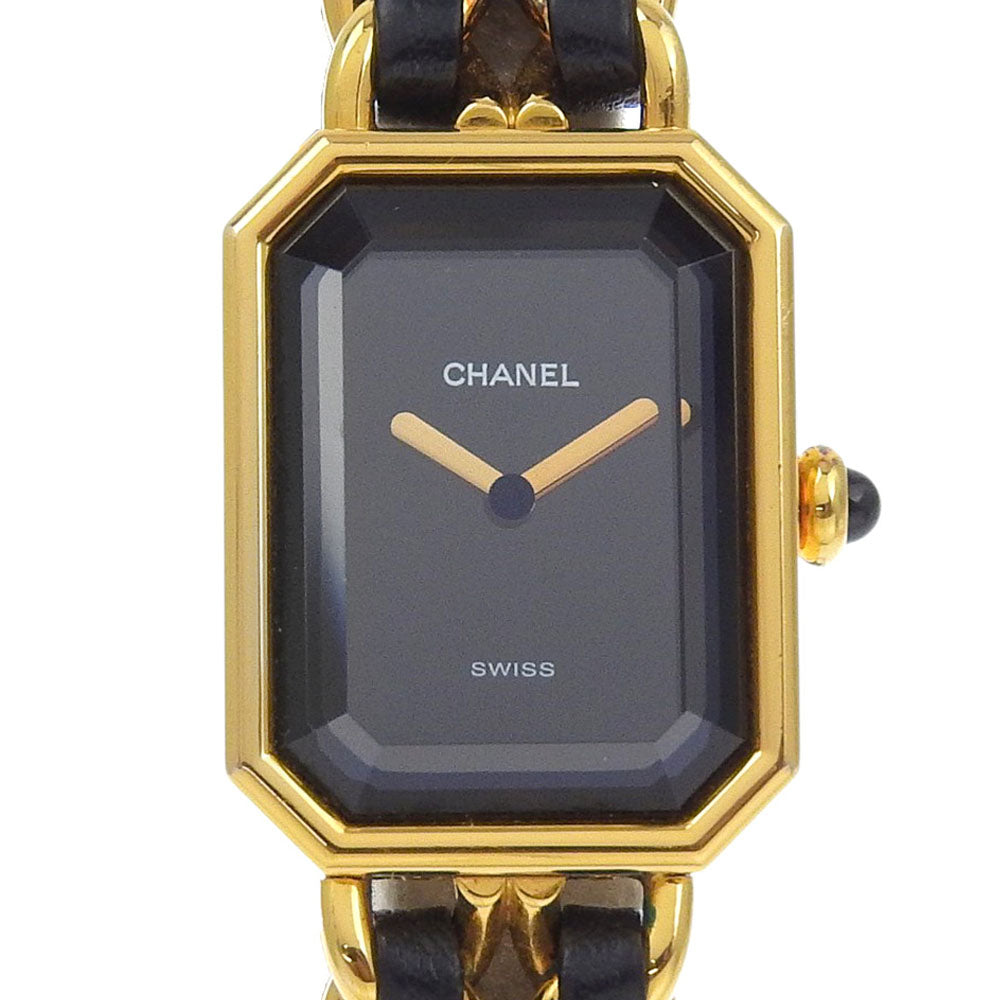 CHANEL Watches Quartz H0001 Plated Gold , Leather black Premiere M black dial