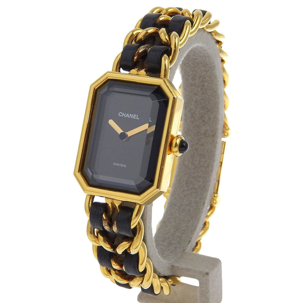 CHANEL Watches Quartz H0001 Plated Gold , Leather black Premiere M black dial