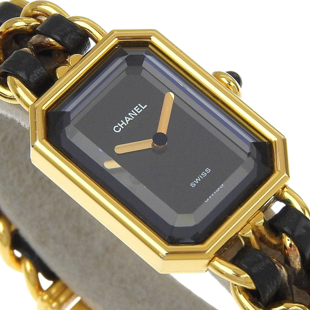 CHANEL Watches Quartz H0001 Plated Gold , Leather black Premiere M black dial