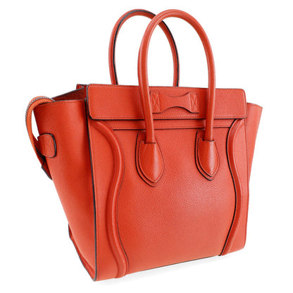 CELINE Handbag Calfskin Red Luggage micro Women