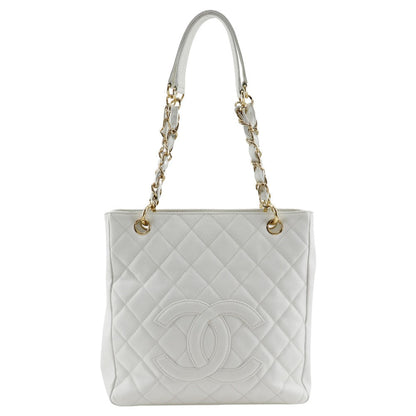 CHANEL Shoulder Bag Caviar skin White PST Chain Tote Women