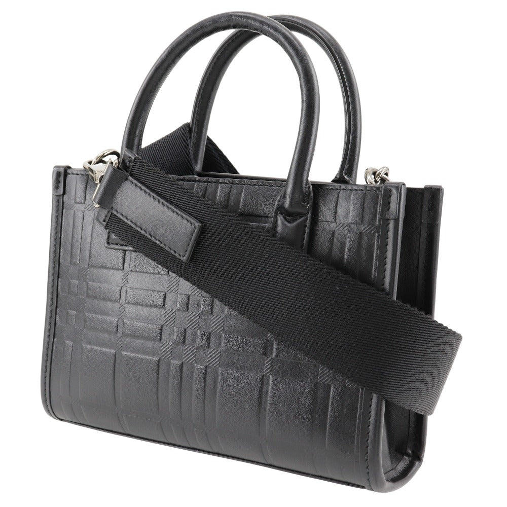BURBERRY Handbag Calfskin black 2WAYShoulder Embossed Check Women