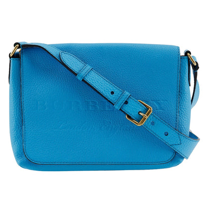 BURBERRY Shoulder Bag leather Blue Embossed logo Women