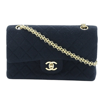 CHANEL Shoulder Bag Jersey black Matrasse ChainShoulder