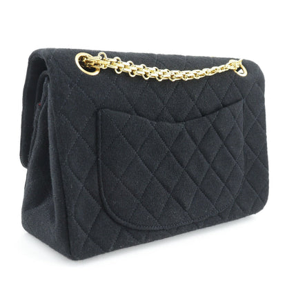 CHANEL Shoulder Bag Jersey black Matrasse ChainShoulder