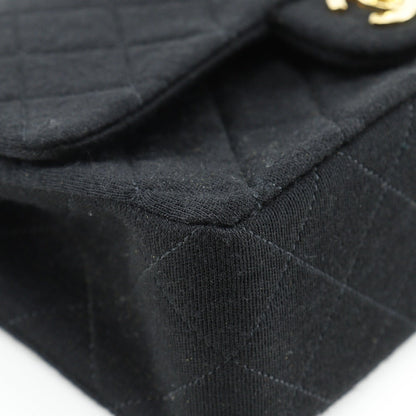 CHANEL Shoulder Bag Jersey black Matrasse ChainShoulder