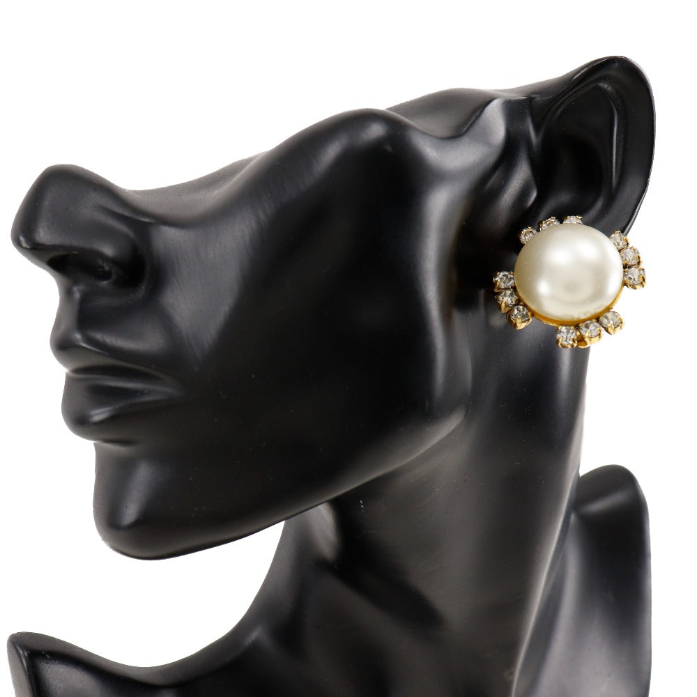 CHANEL Earring Plated Gold, Faux Pearl, Rhinestone gold vintage Women