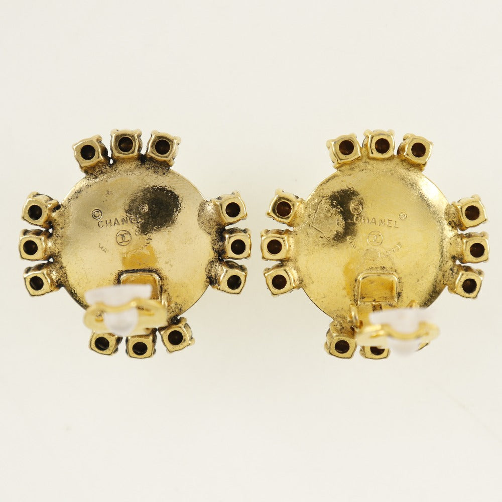 CHANEL Earring Plated Gold, Faux Pearl, Rhinestone gold vintage Women