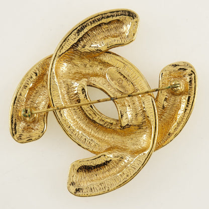 CHANEL Brooch Plated Gold gold Matrasse COCO Mark Women