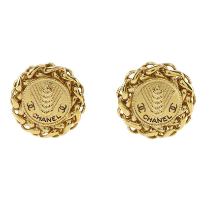 CHANEL Earring Plated Gold gold vintage Rice motif Women