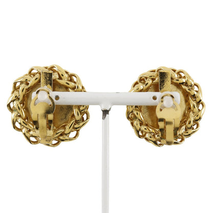 CHANEL Earring Plated Gold gold vintage Rice motif Women