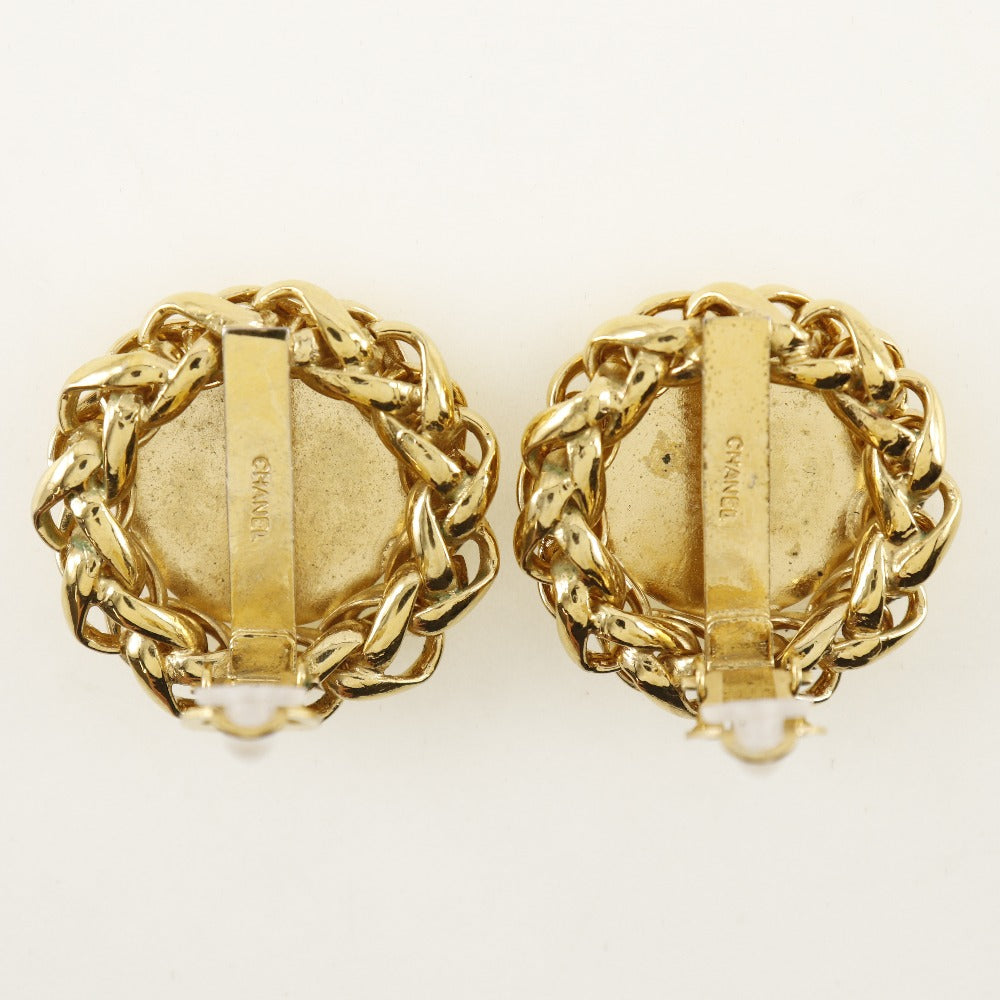 CHANEL Earring Plated Gold gold vintage Rice motif Women