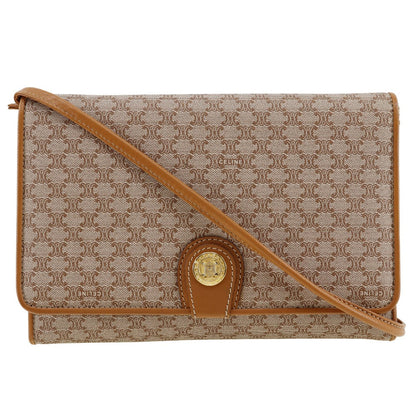 CELINE Shoulder Bag PVC, Leather beige 2-way clutch Macadam Old Celine Women
