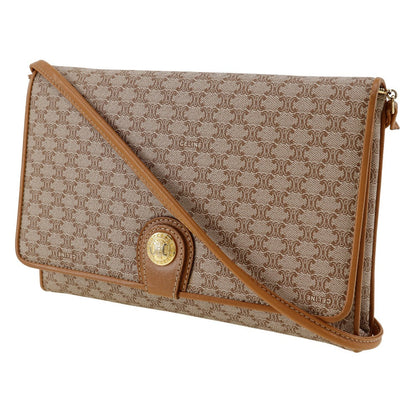 CELINE Shoulder Bag PVC, Leather beige 2-way clutch Macadam Old Celine Women
