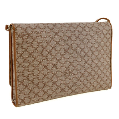 CELINE Shoulder Bag PVC, Leather beige 2-way clutch Macadam Old Celine Women