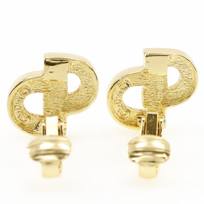 Christian Dior Earring Plated Gold, Rhinestones gold CD logo Women