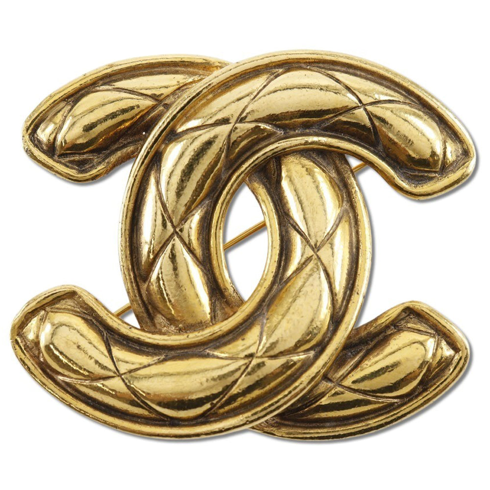 CHANEL Brooch Plated Gold gold vintage Matrasse COCO Mark Women
