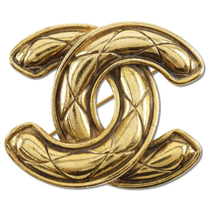 CHANEL Brooch Plated Gold gold vintage Matrasse COCO Mark Women