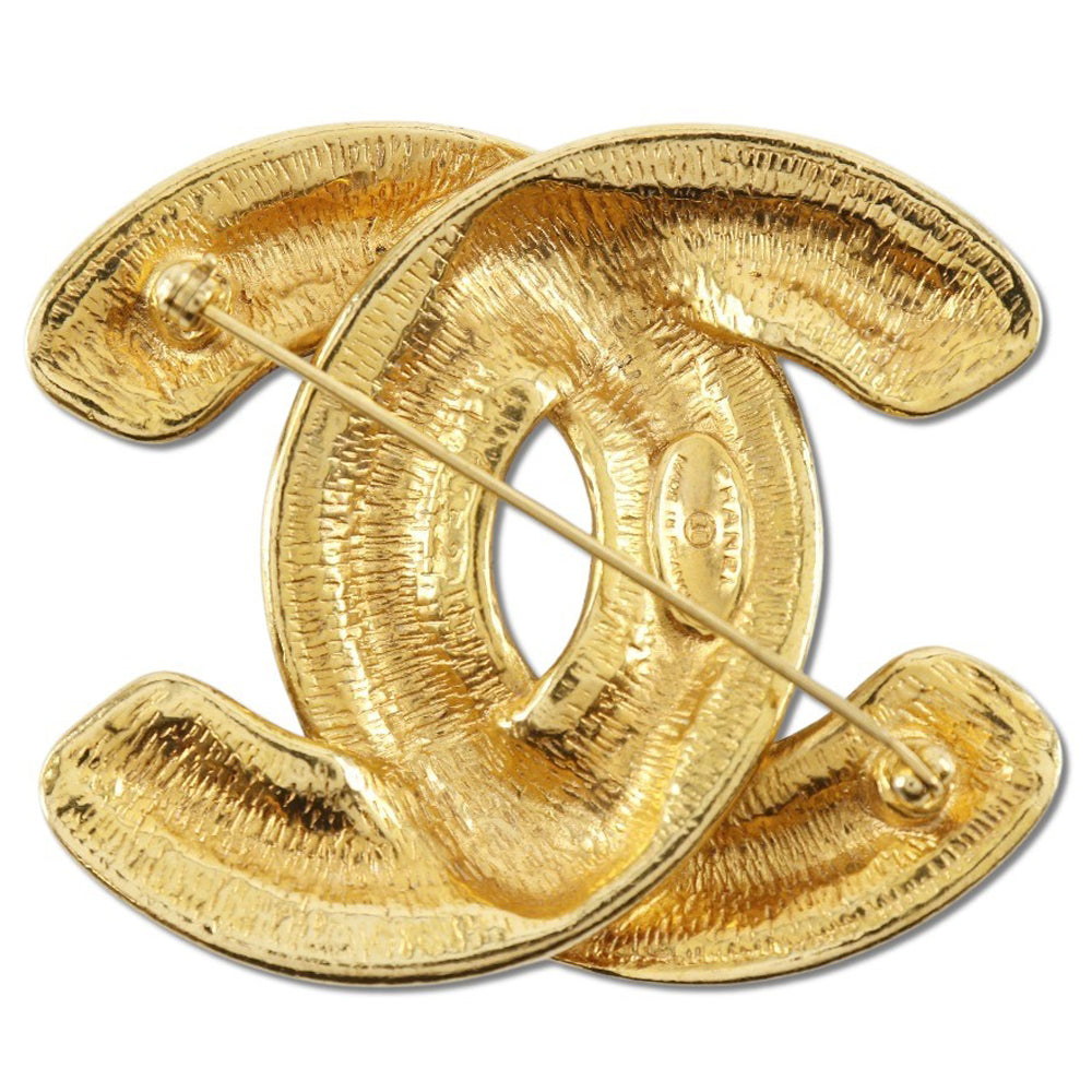 CHANEL Brooch Plated Gold gold vintage Matrasse COCO Mark Women