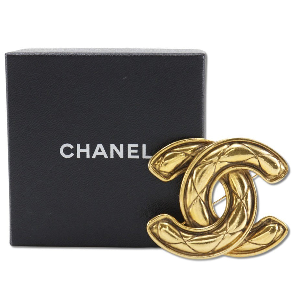 CHANEL Brooch Plated Gold gold vintage Matrasse COCO Mark Women
