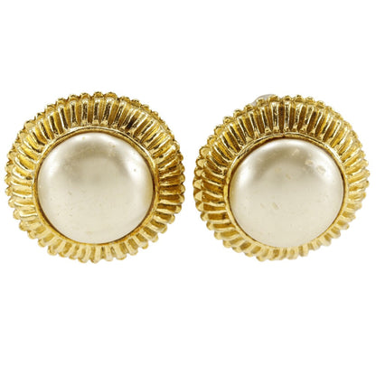 CHANEL Earring Plated Gold, Faux Pearl gold vintage Women