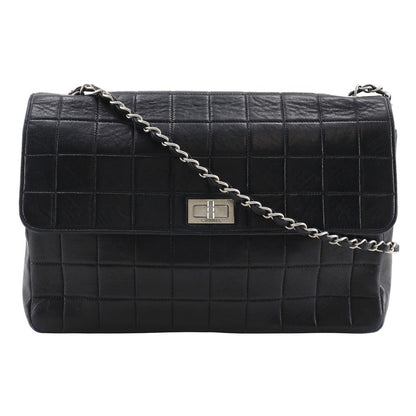CHANEL Shoulder Bag lambskin black ChainShoulder 2.55 chocolate bar
