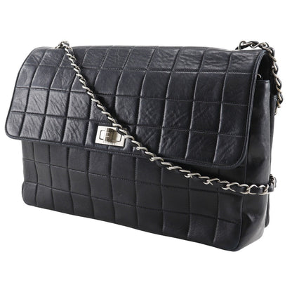 CHANEL Shoulder Bag lambskin black ChainShoulder 2.55 chocolate bar