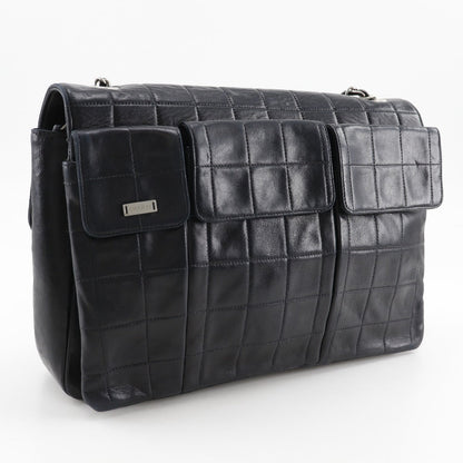 CHANEL Shoulder Bag lambskin black ChainShoulder 2.55 chocolate bar