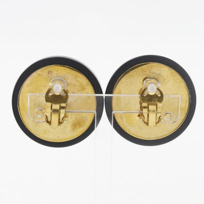 CHANEL Earring Plated Gold black vintage COCO Mark