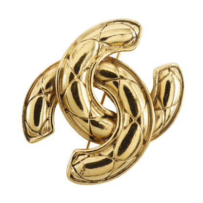 CHANEL Brooch Plated Gold gold Matrasse COCO Mark