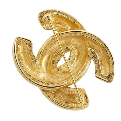 CHANEL Brooch Plated Gold gold Matrasse COCO Mark
