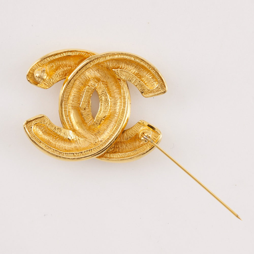 CHANEL Brooch Plated Gold gold Matrasse COCO Mark