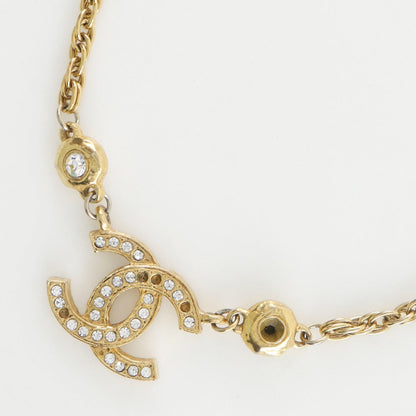 CHANEL Necklace Plated Gold, Rhinestones gold vintage COCO Mark