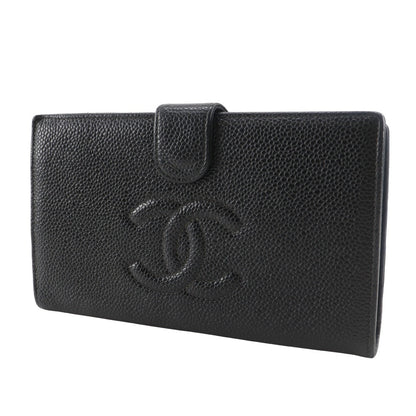 CHANEL Long Wallet Purse A13498 Caviar skin black Gamaguchi COCO Mark