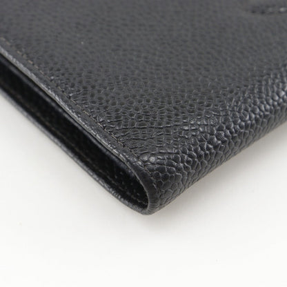 CHANEL Long Wallet Purse A13498 Caviar skin black Gamaguchi COCO Mark