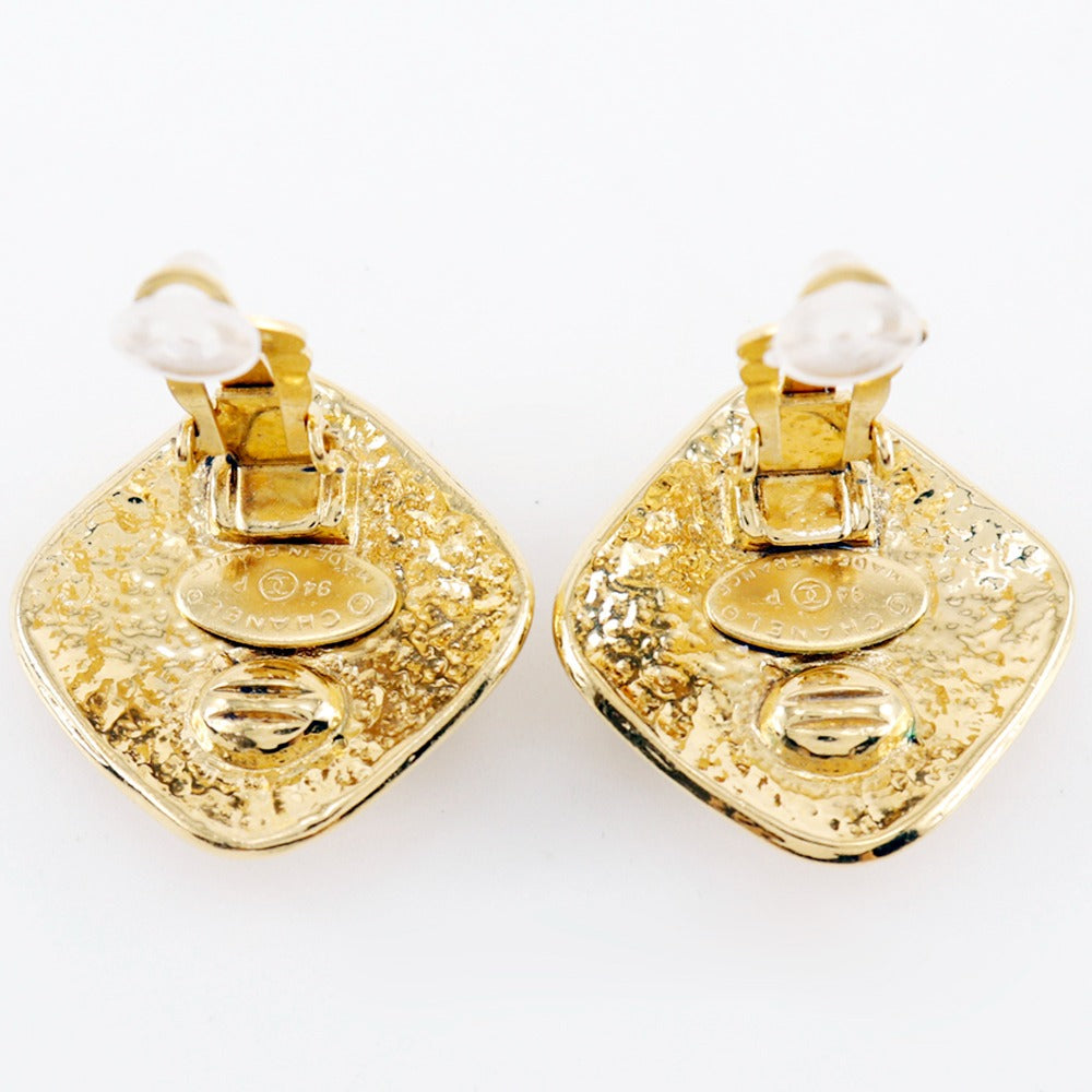 CHANEL Earring Plated Gold gold vintage COCO Mark