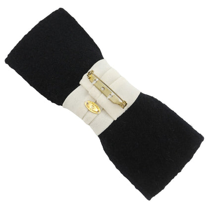 CHANEL Brooch tweed Black / white COCO Mark ribbon