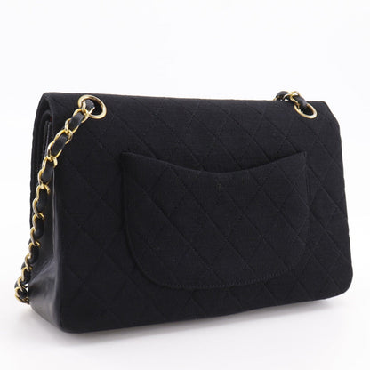 CHANEL Shoulder Bag Cotton, Leather black Double flap Matrasse 25
