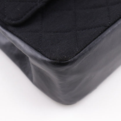 CHANEL Shoulder Bag Cotton, Leather black Double flap Matrasse 25
