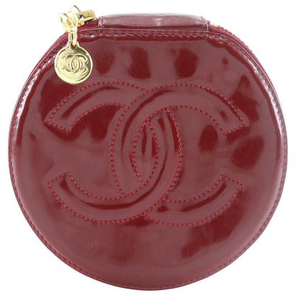 CHANEL Pouch enamel Red Jewelry case COCO Mark