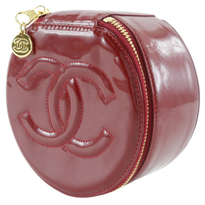 CHANEL Pouch enamel Red Jewelry case COCO Mark