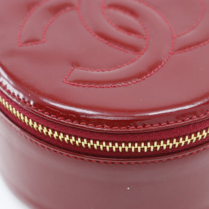 CHANEL Pouch enamel Red Jewelry case COCO Mark