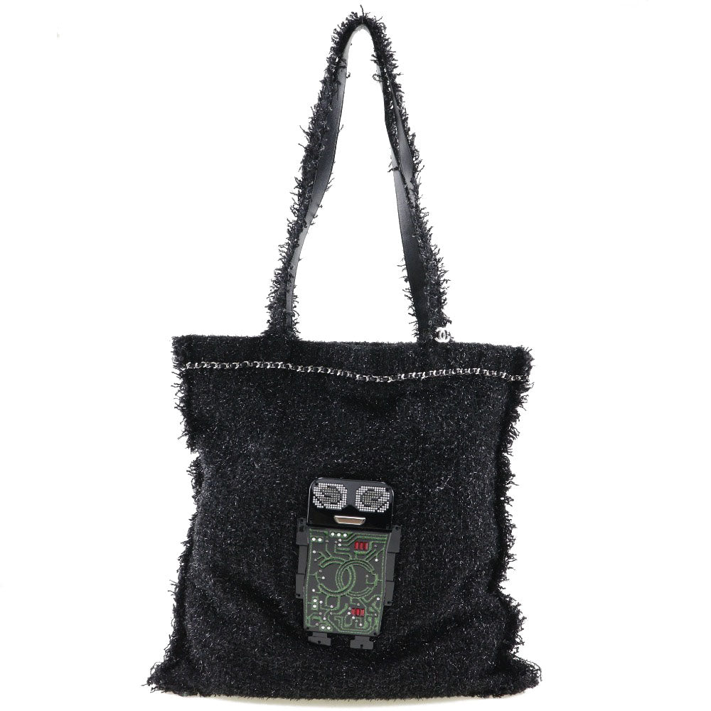 CHANEL Tote Bag A94646 tweed Black/Silver Metal robot COCO Mark unisex(Unisex)