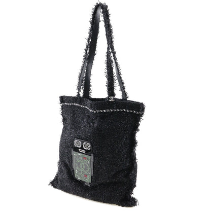 CHANEL Tote Bag A94646 tweed Black/Silver Metal robot COCO Mark unisex(Unisex)