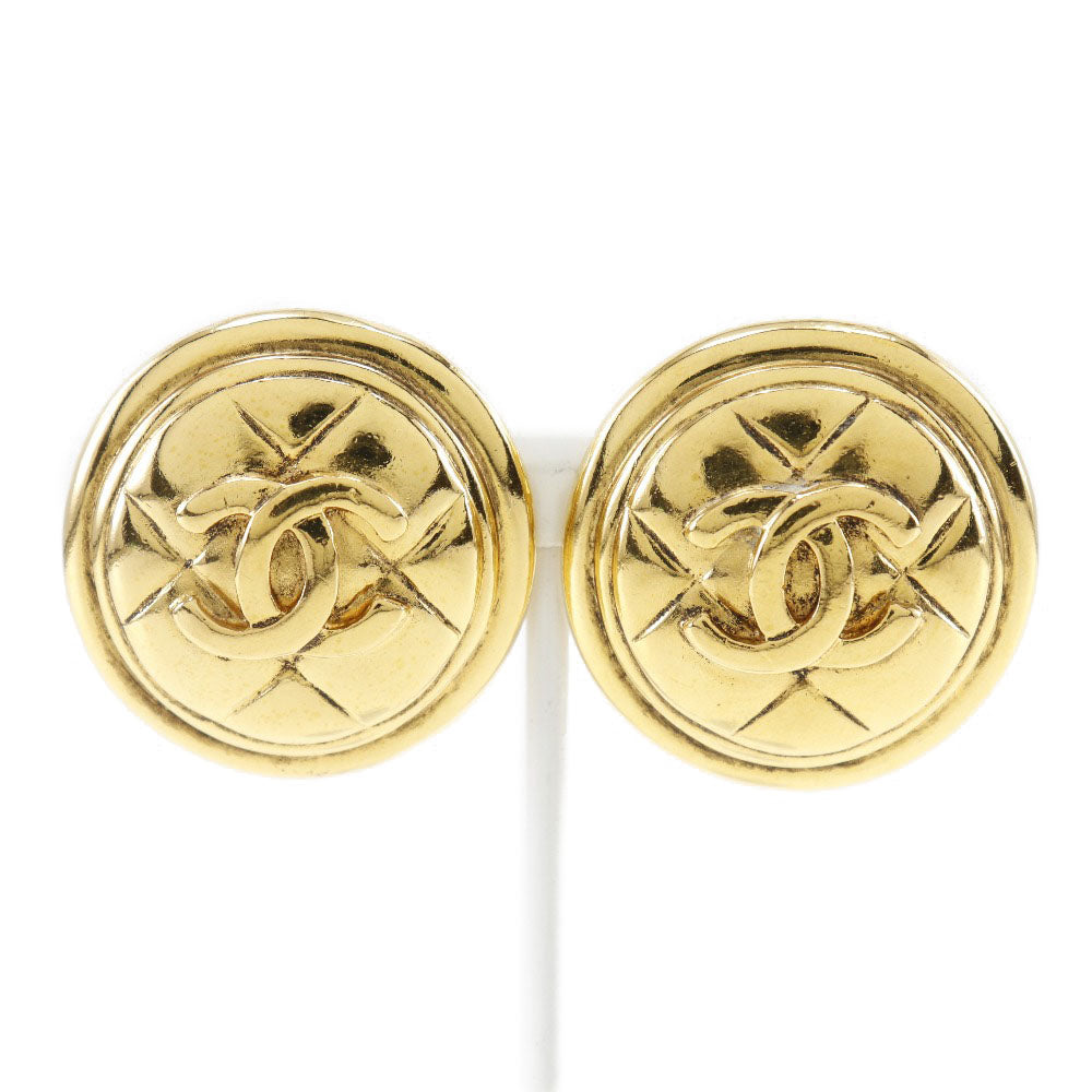 CHANEL Earring Plated Gold gold vintage Matrasse COCO Mark Women