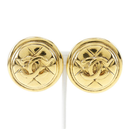 CHANEL Earring Plated Gold gold vintage Matrasse COCO Mark Women